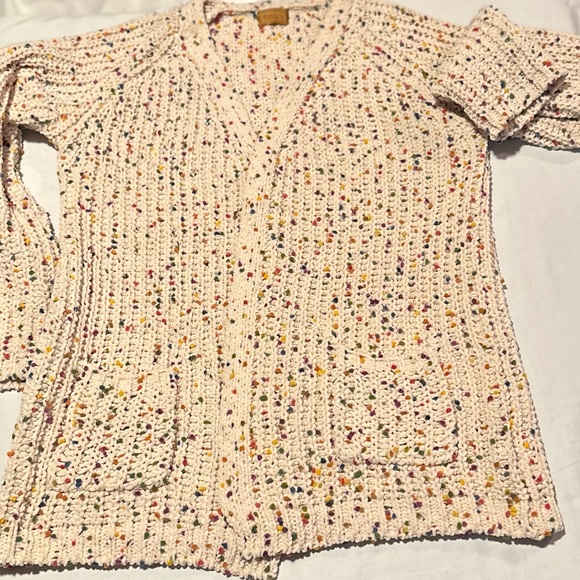 NWOT - POL | Confetti Cardigan Sweater | Cream & Multicolored | Size L - Picture 3 of 9